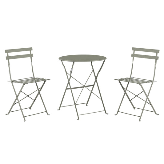 DINING SET 3PCS FOLDABLE SOPHIE HM21118.05 METALLIC IN DARK OLIVE COLOR