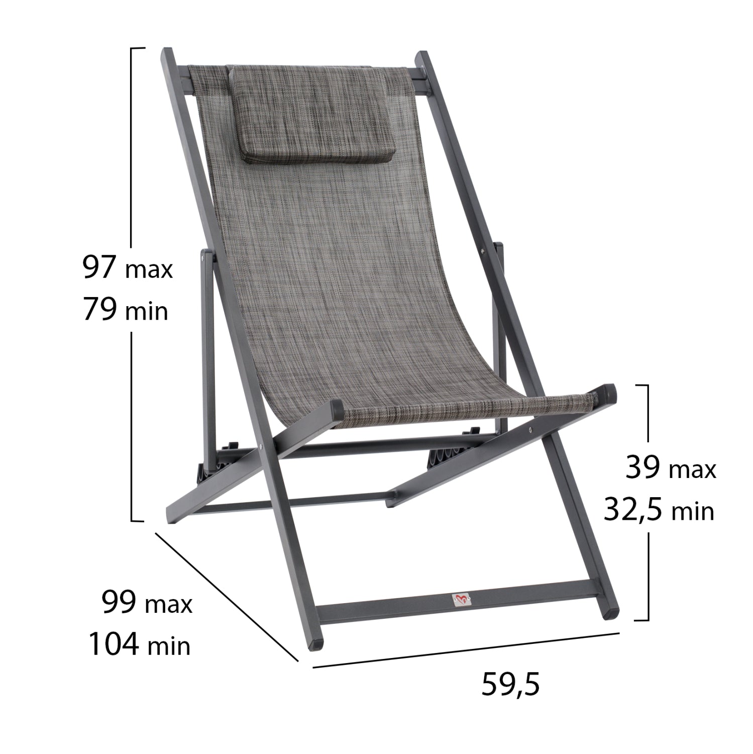 LOUNGE CHAIR PROFESSIONAL KEA HM5076.10 ALUMINUM & TEXTILENE IN GREY COLOR 59,5x102,5x94Hcm.