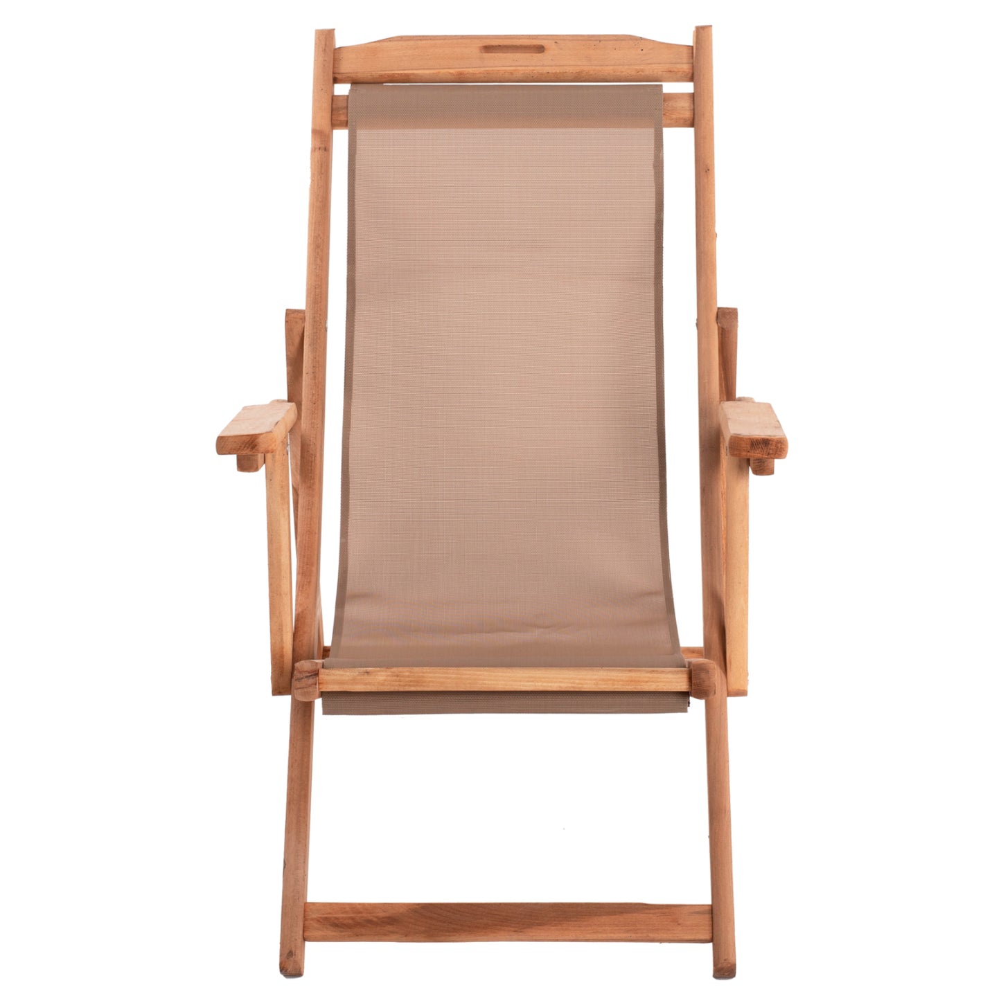 FOLDING BEACH CHAIR LIMNOS HM11433.04T BEECH WOOD NATURAL COLOR WITH ARMS TEXTLINE FABRIC MOCHA COLOR