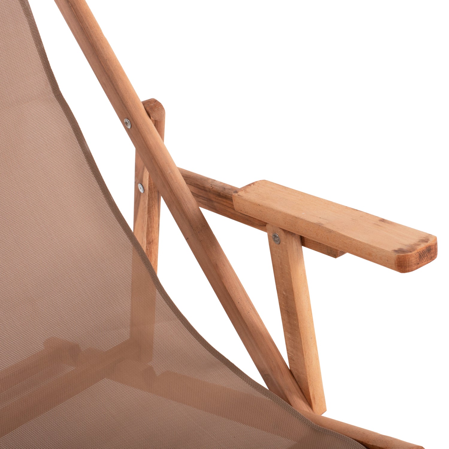 FOLDING BEACH CHAIR LIMNOS HM11433.04T BEECH WOOD NATURAL COLOR WITH ARMS TEXTLINE FABRIC MOCHA COLOR