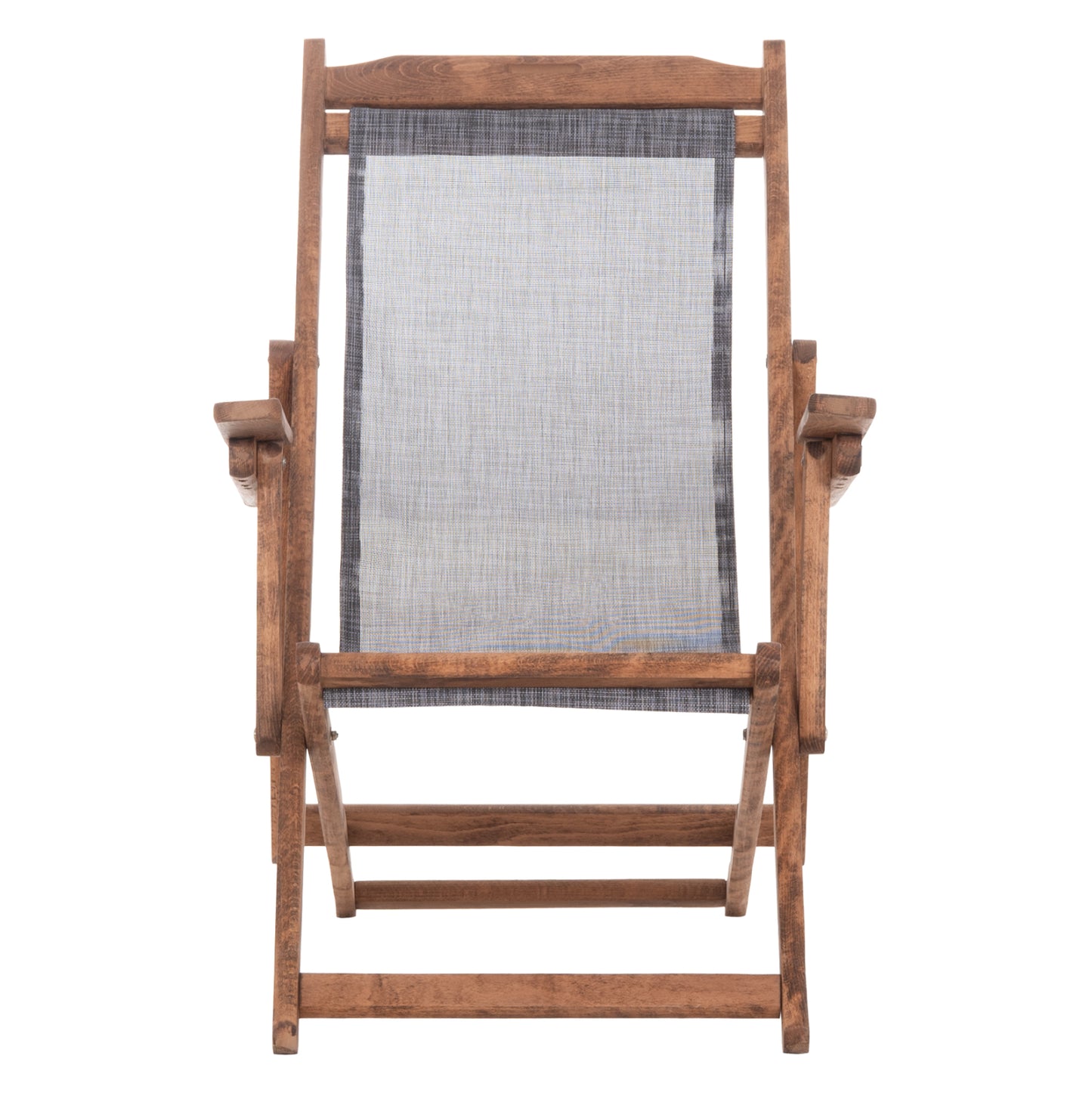 FOLDING BEACH CHAIR LIMNOS HM11433.10T BEECH WOOD NATURAL COLOR WITH ARMS TEXTLINE IN GREY