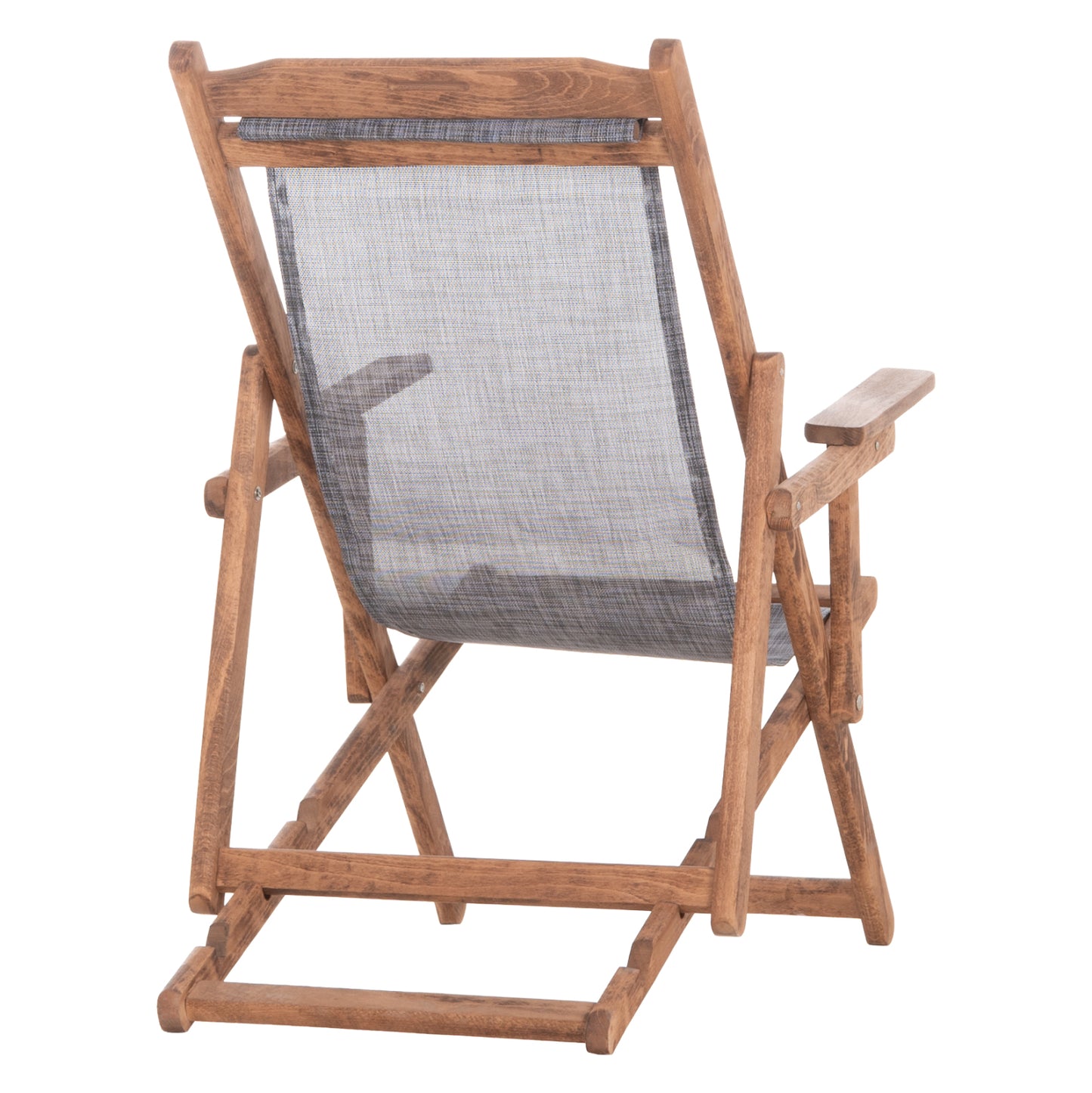 FOLDING BEACH CHAIR LIMNOS HM11433.10T BEECH WOOD NATURAL COLOR WITH ARMS TEXTLINE IN GREY