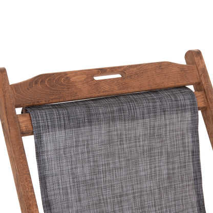 FOLDING BEACH CHAIR LIMNOS HM11433.10T BEECH WOOD NATURAL COLOR WITH ARMS TEXTLINE IN GREY