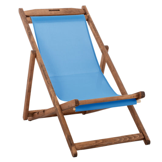 BEACH CHAIR WITH TEXTILENE FABRIC IN SKY BLUE LIMNOS HM11707.089T BEECH WOOD IN WALNUT 55.5x97x105H