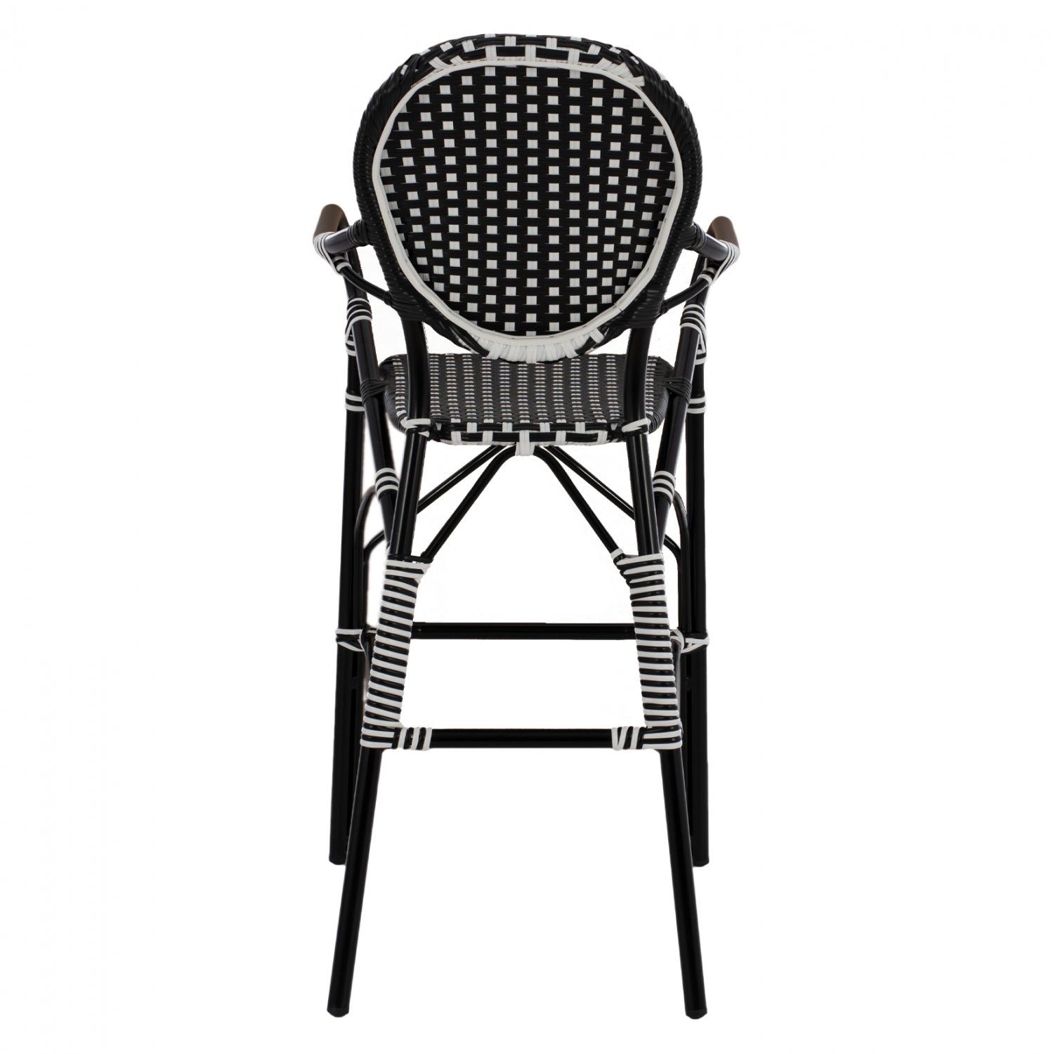 ALUMINUM STOOL BAMBOO LOOK WITH WICKER BLACK WHITE HM5794.02 56x60x126 cm.