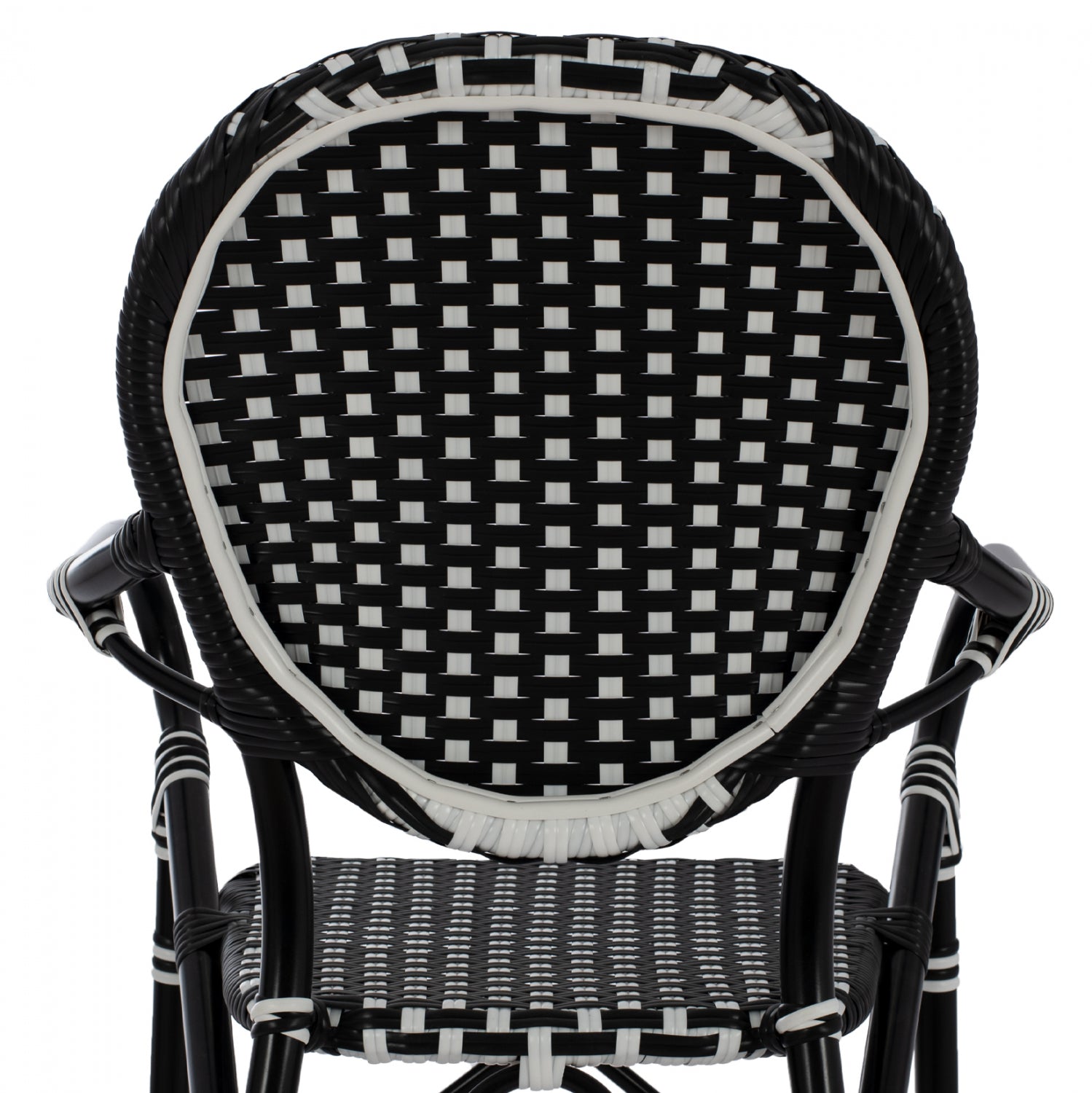 ALUMINUM STOOL BAMBOO LOOK WITH WICKER BLACK WHITE HM5794.02 56x60x126 cm.