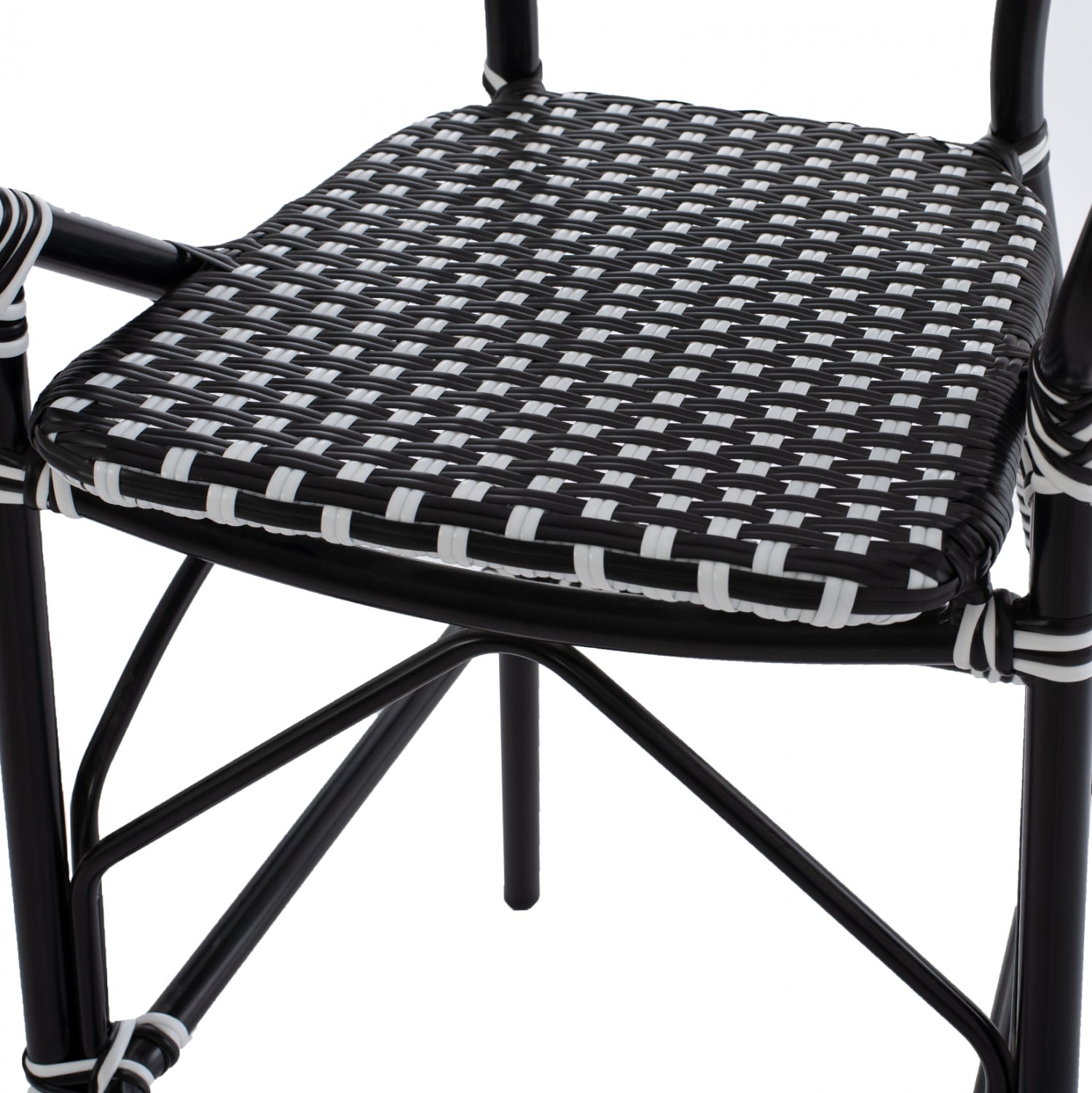 ALUMINUM STOOL BAMBOO LOOK WITH WICKER BLACK WHITE HM5794.02 56x60x126 cm.