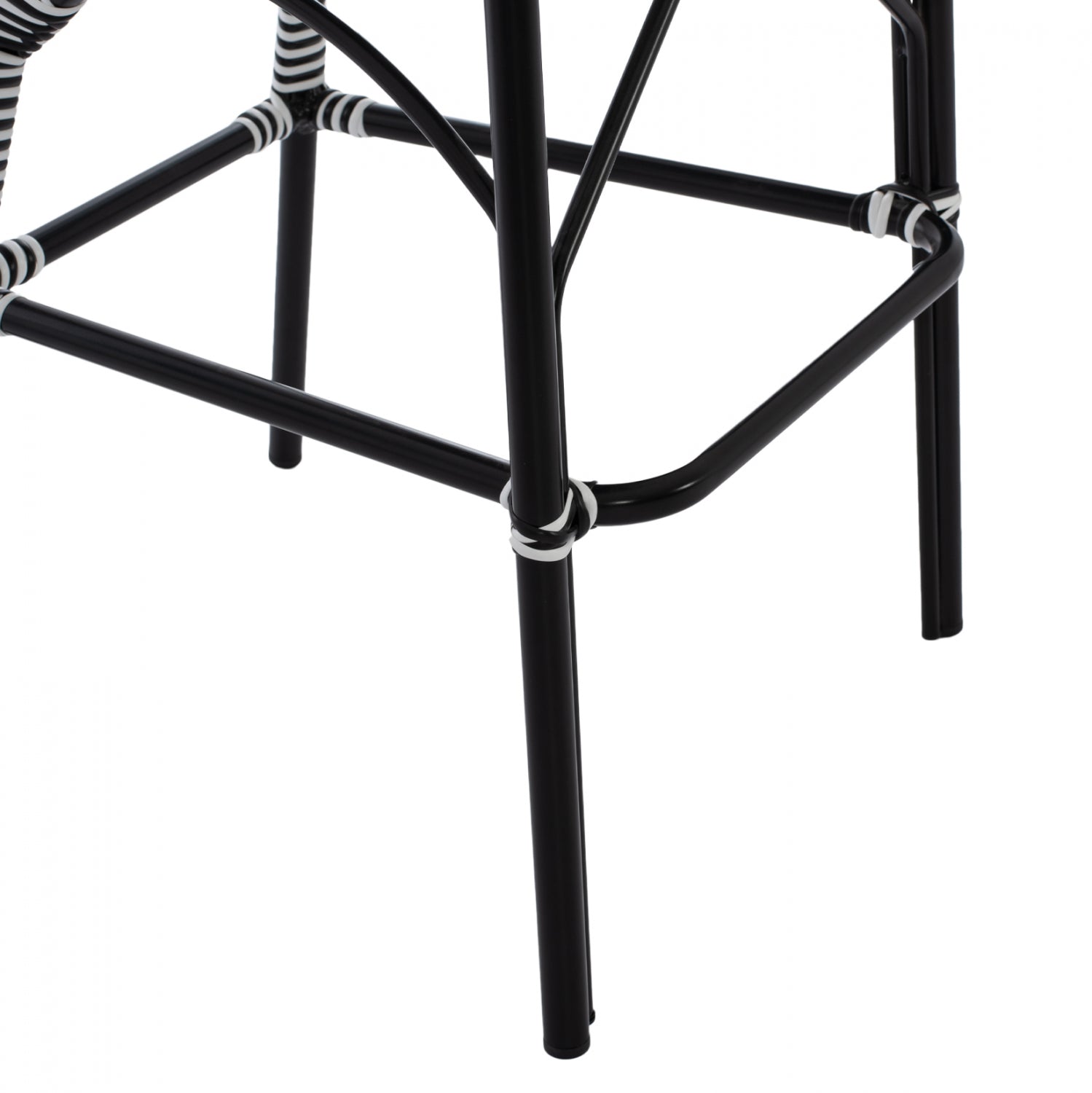ALUMINUM STOOL BAMBOO LOOK WITH WICKER BLACK WHITE HM5794.02 56x60x126 cm.