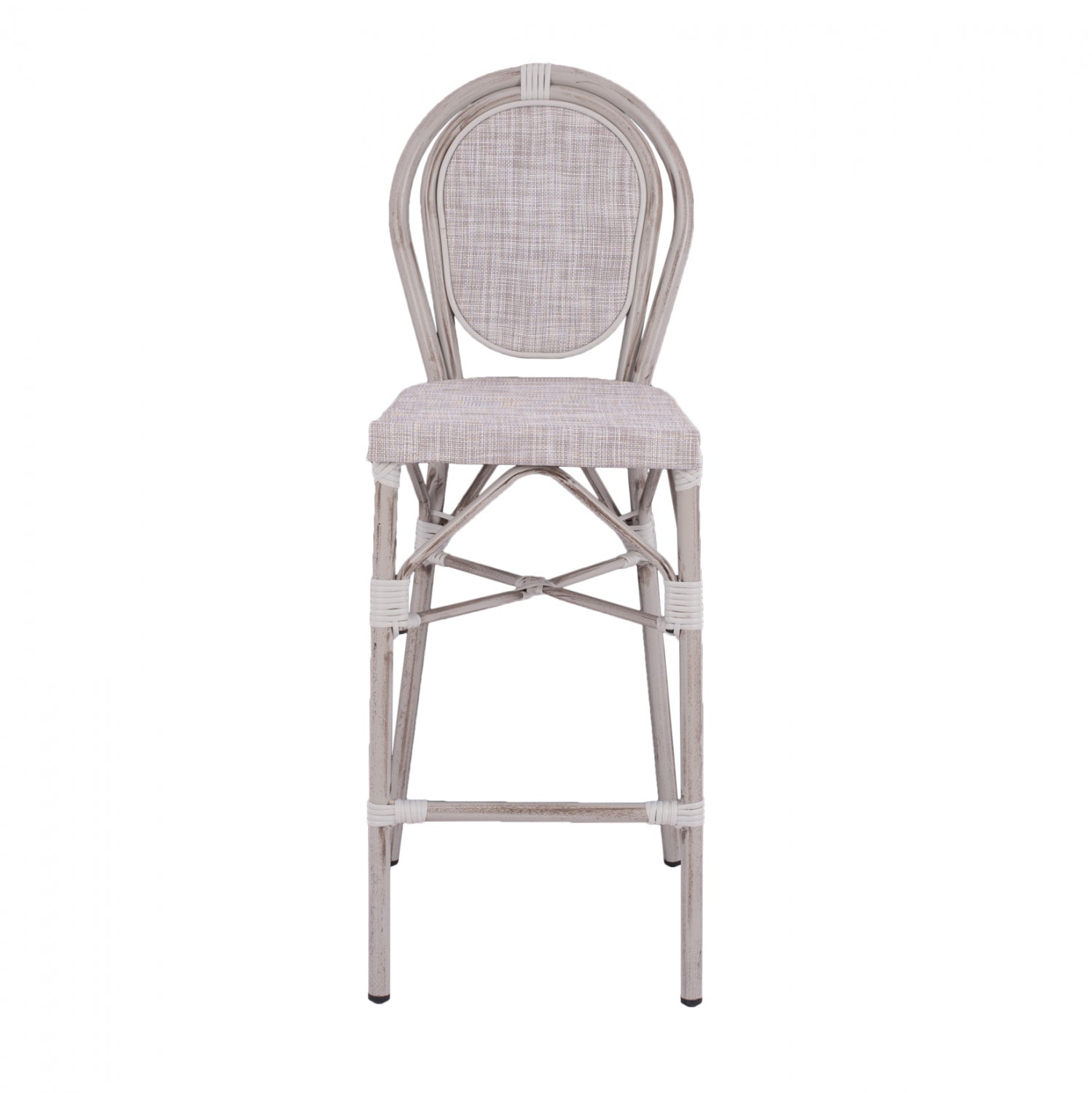 Stool Aluminum Bamboo Look White patina with textline HM5110 47x61x115cm