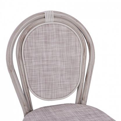 Stool Aluminum Bamboo Look White patina with textline HM5110 47x61x115cm