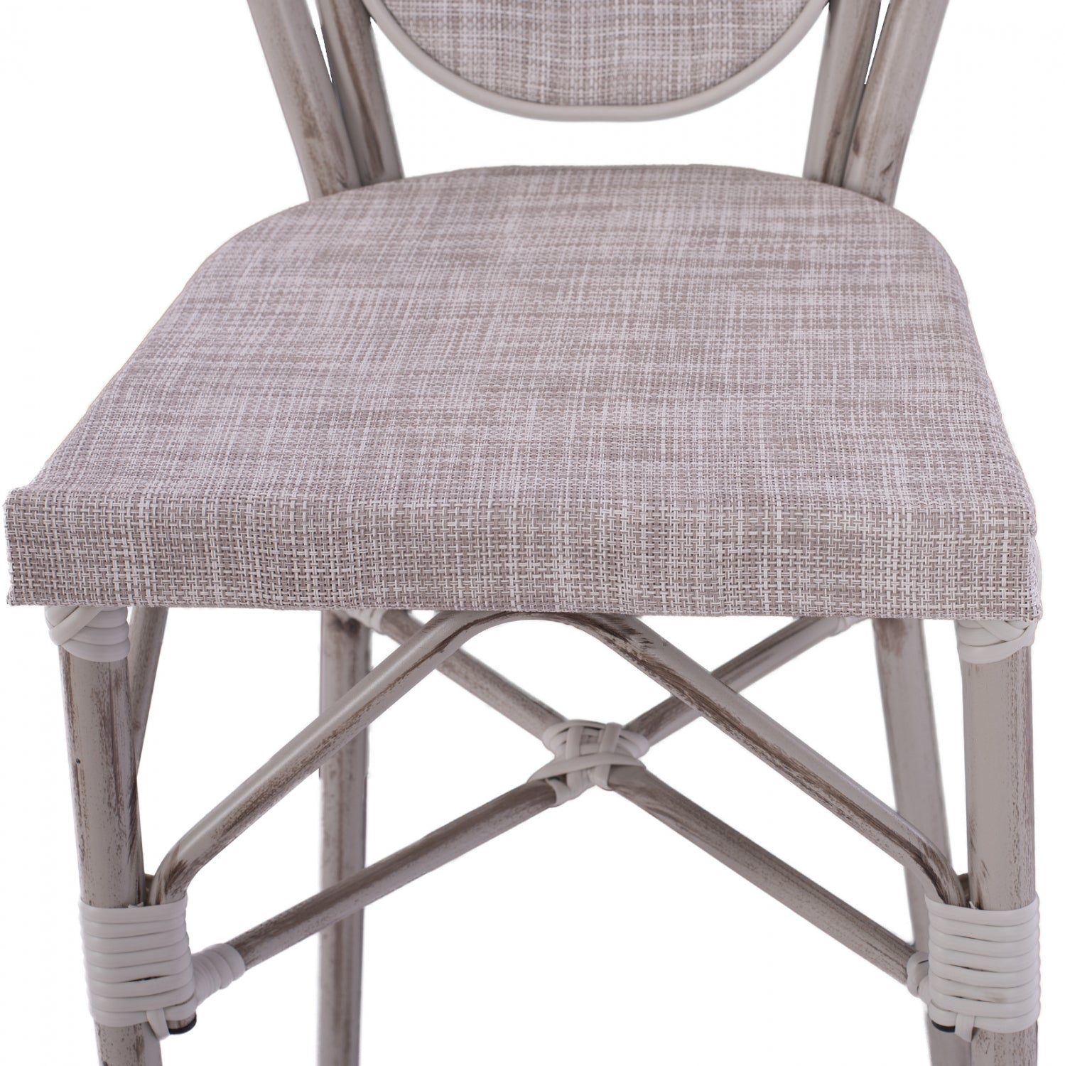 Stool Aluminum Bamboo Look White patina with textline HM5110 47x61x115cm