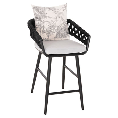 BAR STOOL ALUMINUM CAMDEN HM6142.01 ANTHRACITE WITH ECRU BACK CUSHION WITH PRINT PATTERN 56x60x108Hcm.