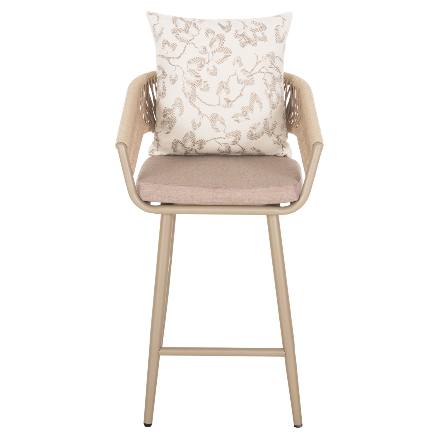 BAR STOOL ALUMINUM CAMDEN HM6142.04 BACK CUSHION WITH PRINT PATTERN-CAPPUCCINO 56x60x108Hcm.
