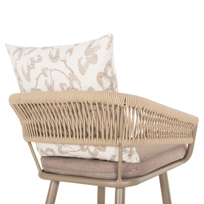 BAR STOOL ALUMINUM CAMDEN HM6142.04 BACK CUSHION WITH PRINT PATTERN-CAPPUCCINO 56x60x108Hcm.