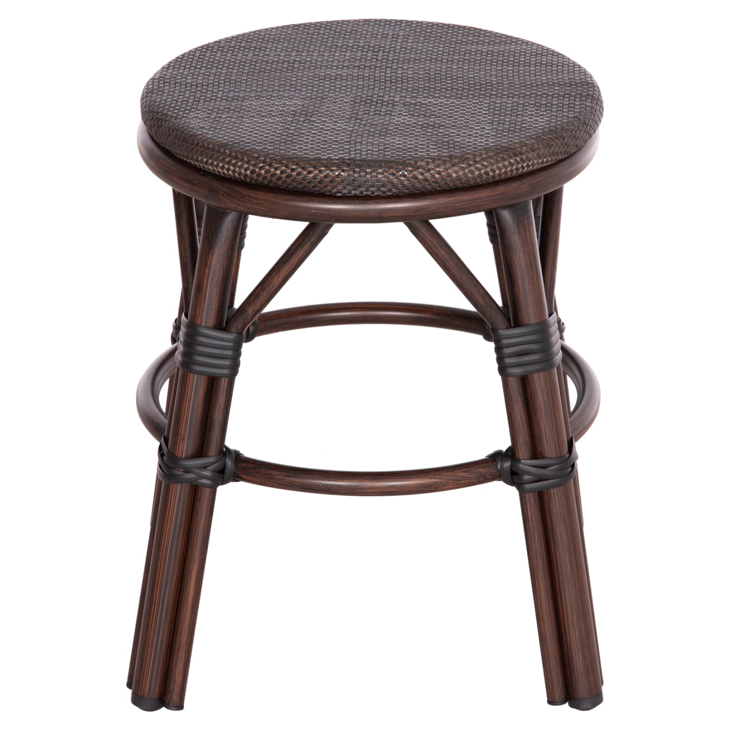 ALUMINUM ROUND STOOL CHINO HM6285.01 BAMBOO LOOK BROWN-TEXTILENE BROWN Φ36x46Hcm.