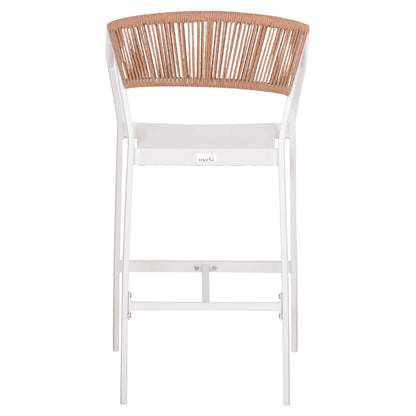 BAR STOOL ALUMINUM WHITE HM5892.12 MEDIUM HEIGHT WITH ARMS-RATTAN&TEXTLINE 55x56.5x99H.