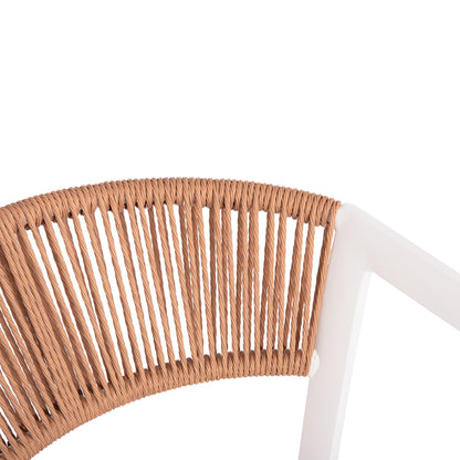 BAR STOOL ALUMINUM WHITE HM5892.12 MEDIUM HEIGHT WITH ARMS-RATTAN&TEXTLINE 55x56.5x99H.
