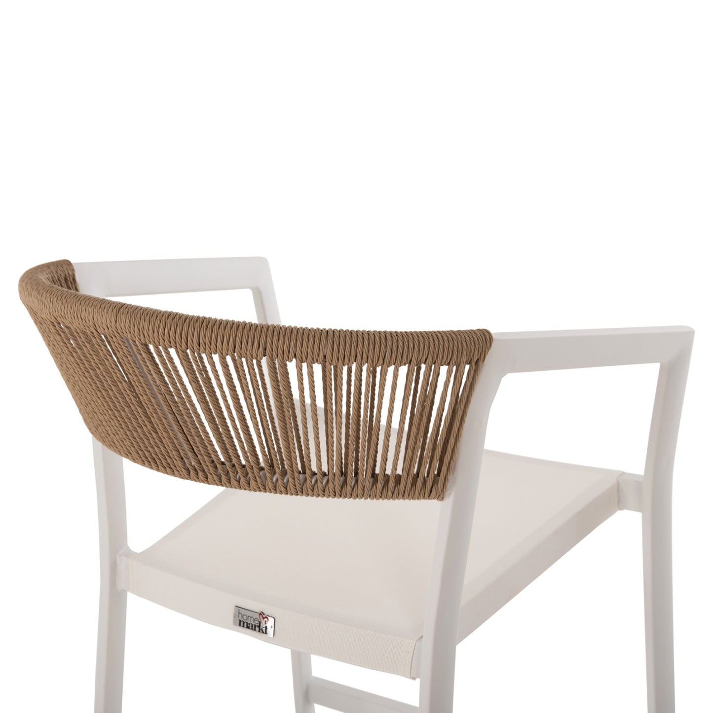 BAR STOOL ALUMINUM IN WHITE HM5892.32 MEDIUM HEIGHT WITH ARMS-RATTAN&TEXTLINE 57x57x99,5Hcm