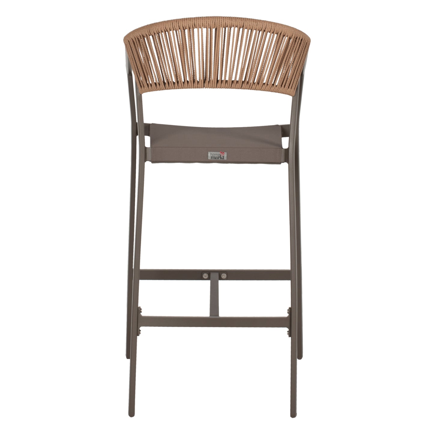 BAR STOOL ALUMINUM WITH ARMS CHAMPAGNE-COLORED TEXTLINE PE RATTAN 56x58x105Hcm.HM5892.23