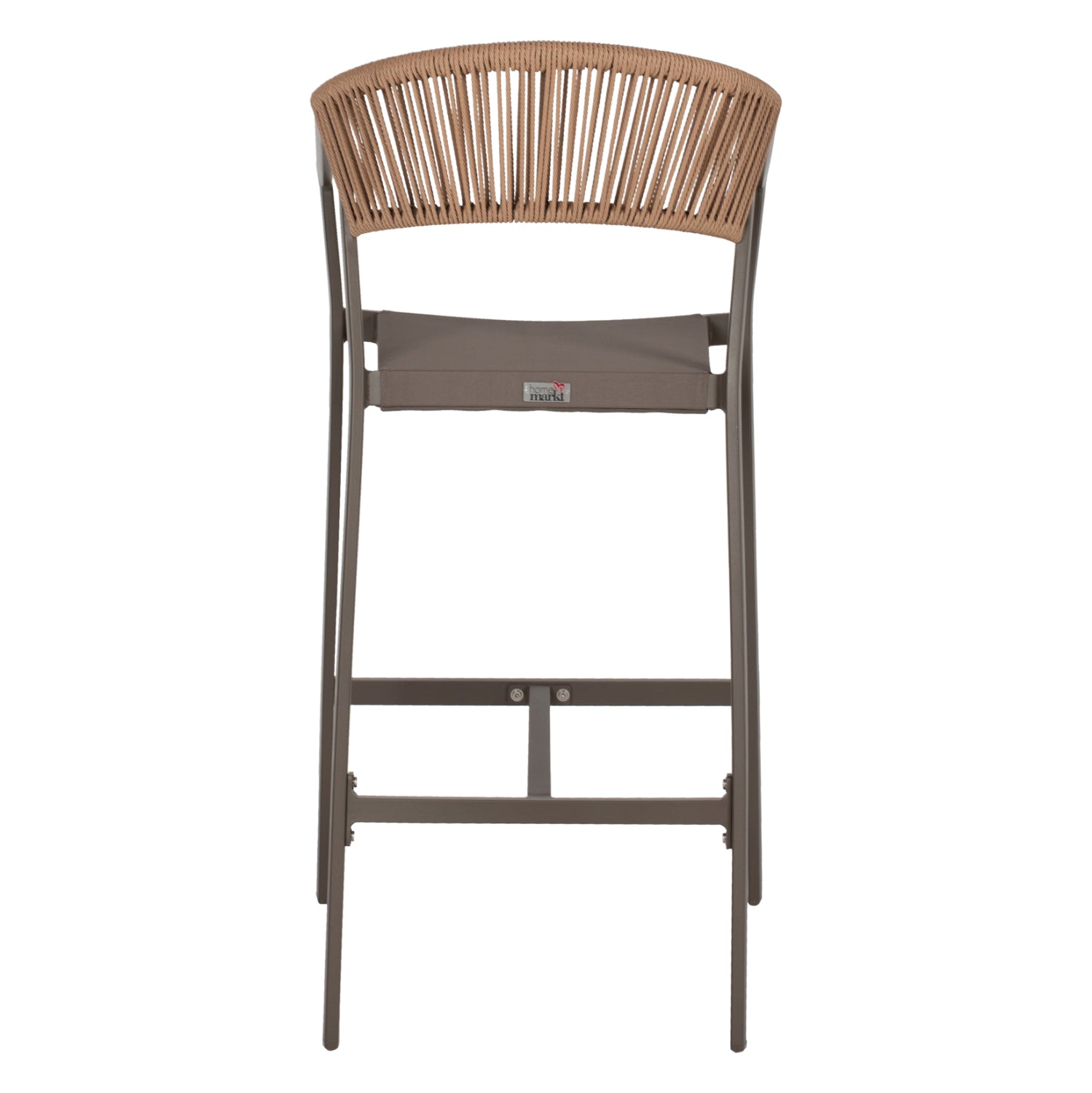 BAR STOOL ALUMINUM WITH ARMS CHAMPAGNE-COLORED TEXTLINE PE RATTAN 56x58x105Hcm.HM5892.23