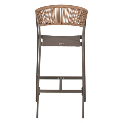 BAR STOOL ALUMINUM WITH ARMS CHAMPAGNE-COLORED TEXTLINE PE RATTAN 56x58x105Hcm.HM5892.23