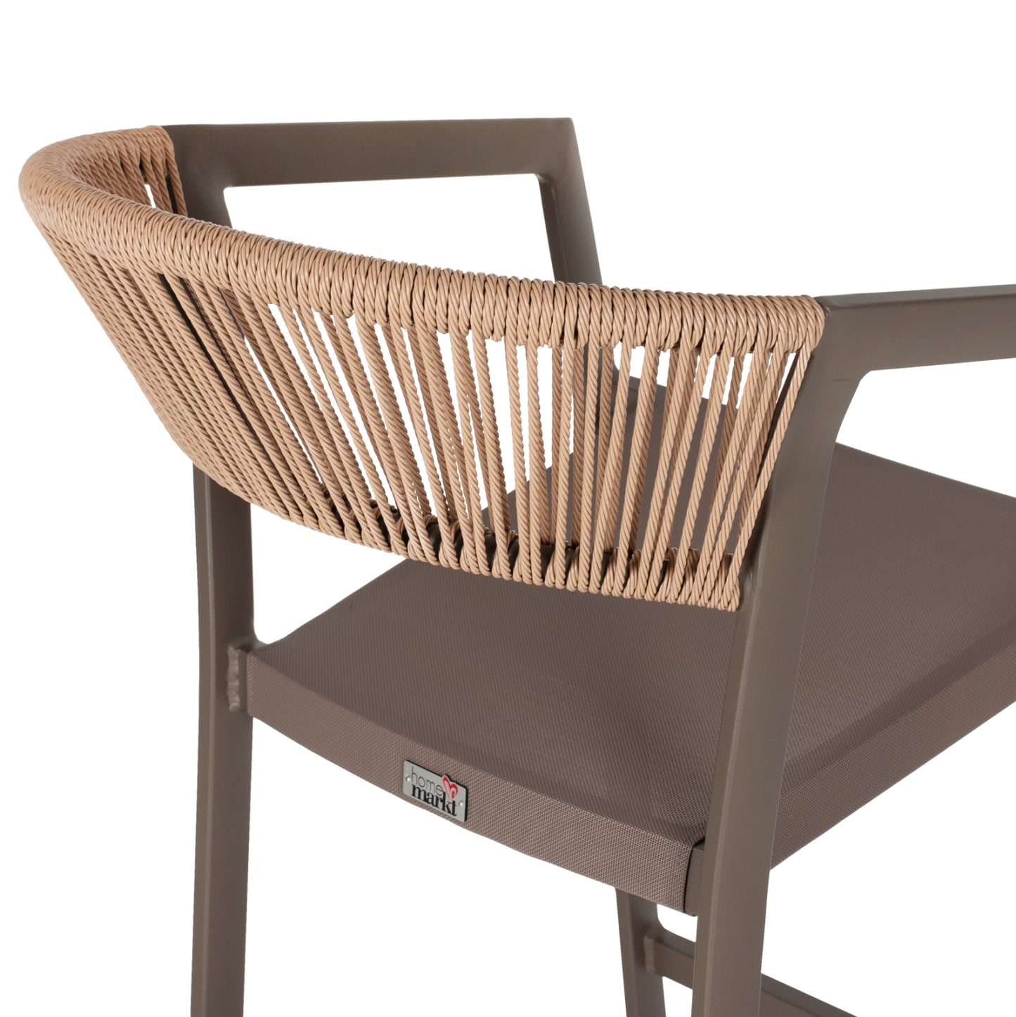 BAR STOOL ALUMINUM WITH ARMS CHAMPAGNE-COLORED TEXTLINE PE RATTAN 56x58x105Hcm.HM5892.23