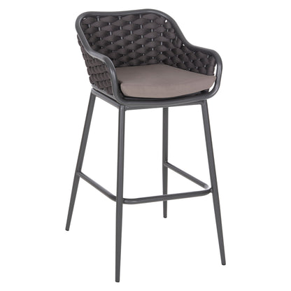 BAR STOOL ALUMINUM FRAME DARK GREY-ROPE BROWN 50x50x103Hcm.HM5862.01