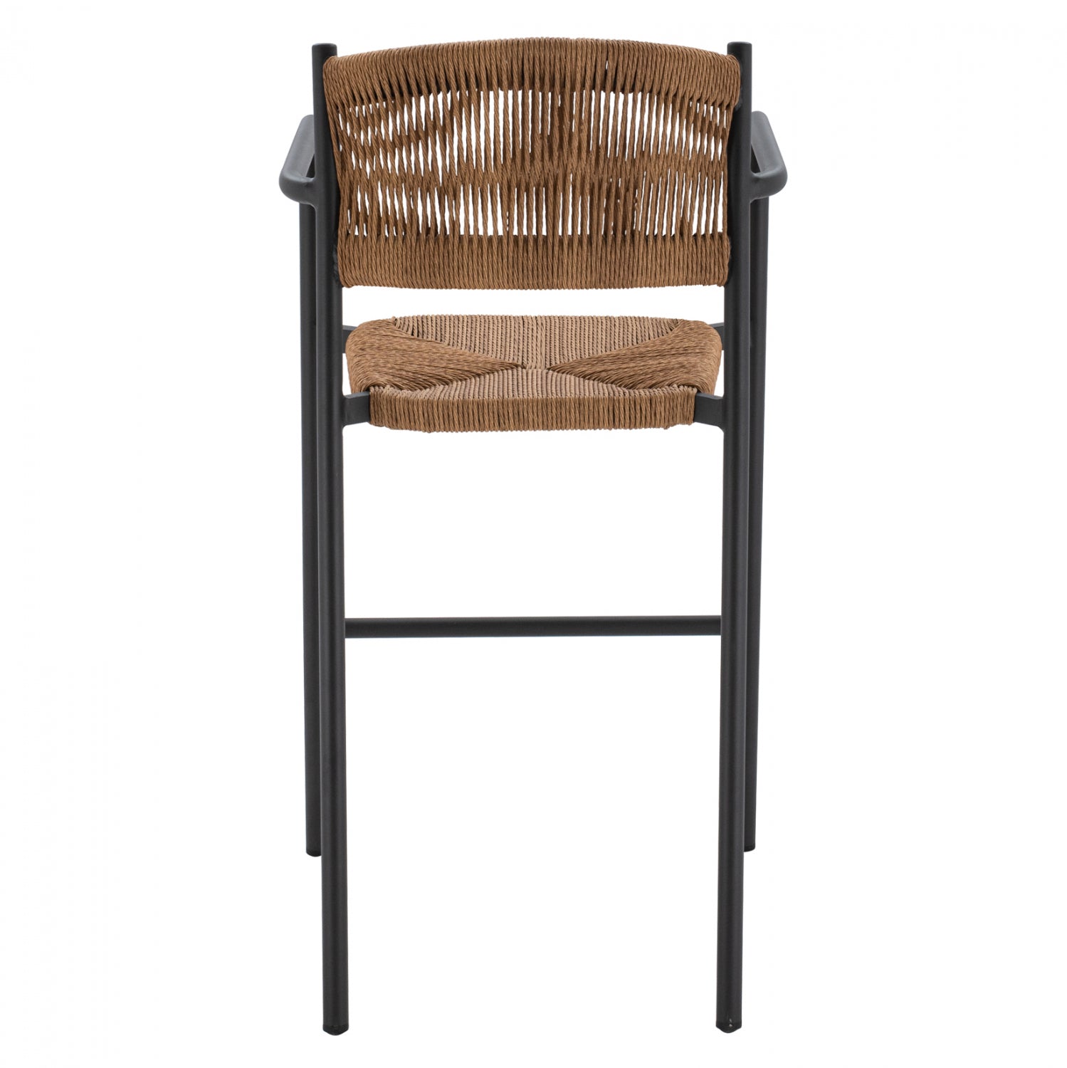 CHARCOAL ALUMINUM BAR STOOL WITH BEIGE ROPE HM5785.02 55,5x58x107 cm.