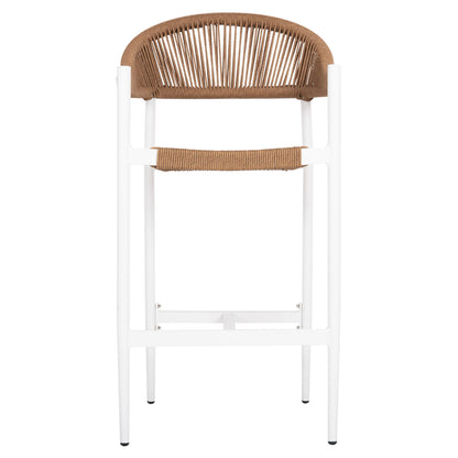 ALUMINUM BAR STOOL GREGG HM5788.11 WHITE-SAND BEIGE SYNTHETIC RATTAN 55x57x106Hcm.