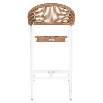 ALUMINUM BAR STOOL GREGG HM5788.11 WHITE-SAND BEIGE SYNTHETIC RATTAN 55x57x106Hcm.