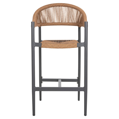 ALUMINUM BAR STOOL GREGG HM5788.12 ANTHRACITE-SAND BEIGE SYNTHETIC RATTAN 55x57x106Hcm.