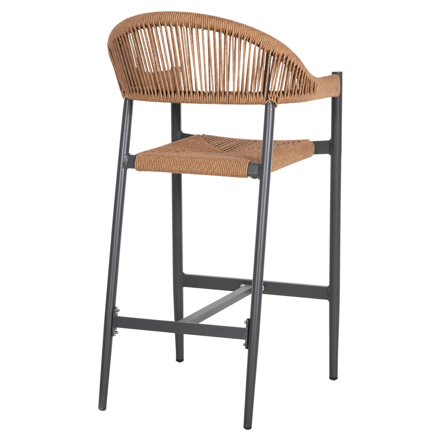 ALUMINUM BAR STOOL GREGG HM5788.12 ANTHRACITE-SAND BEIGE SYNTHETIC RATTAN 55x57x106Hcm.