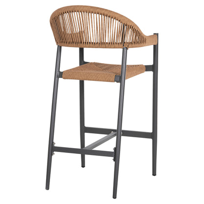 ALUMINUM BAR STOOL GREGG HM5788.12 ANTHRACITE-SAND BEIGE SYNTHETIC RATTAN 55x57x106Hcm.