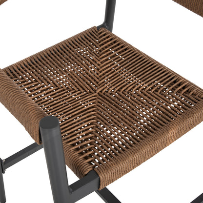 ALUMINUM BAR STOOL GREGG HM5788.12 ANTHRACITE-SAND BEIGE SYNTHETIC RATTAN 55x57x106Hcm.