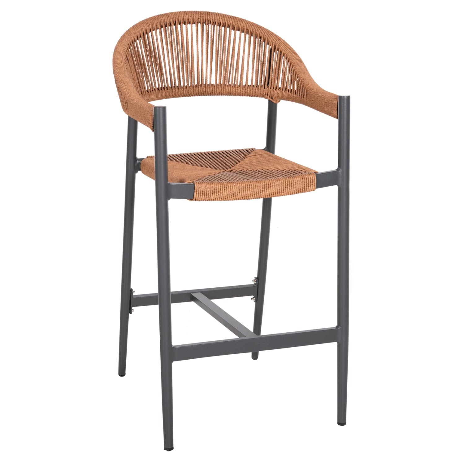 ALUMINUM BAR STOOL GREGG HM5788.12 ANTHRACITE-SAND BEIGE SYNTHETIC RATTAN 55x57x106Hcm.