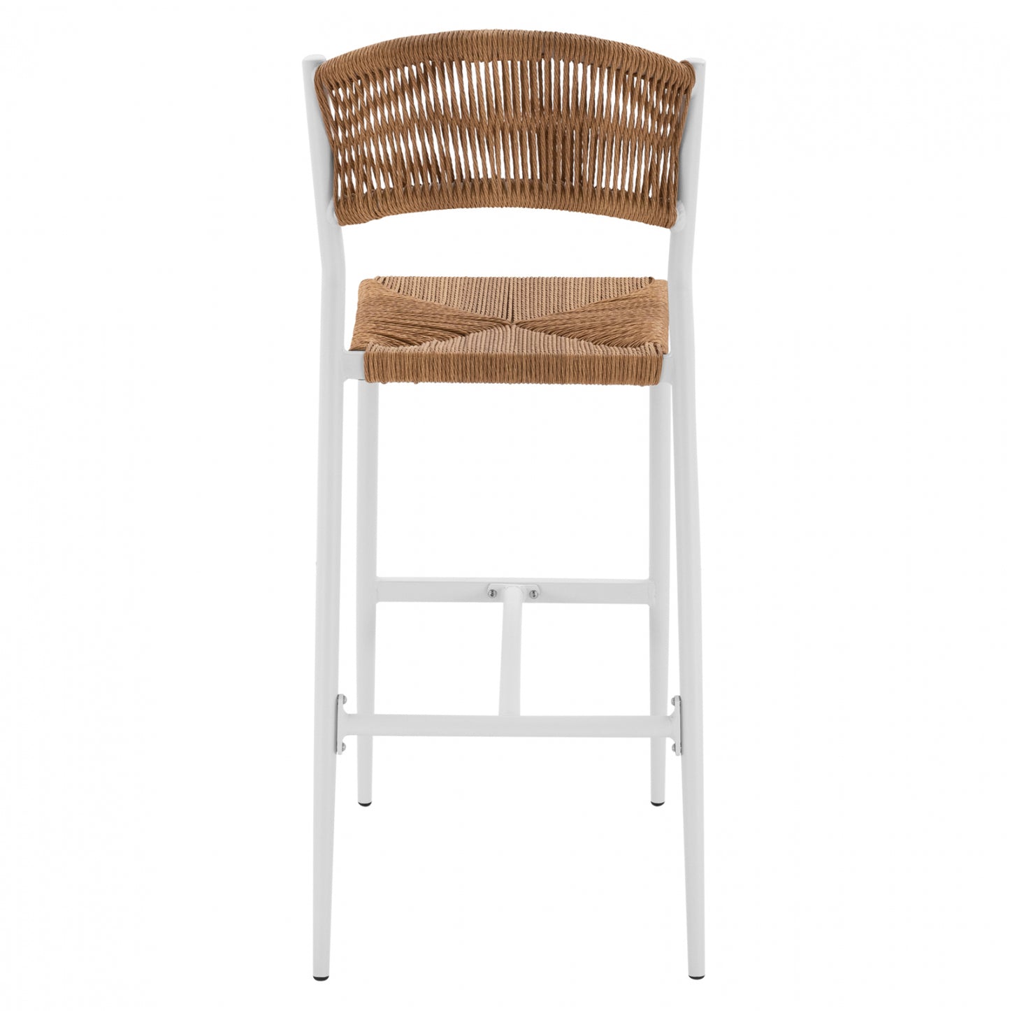 ALUMINUM BAR STOOL WHITE WITH PE ROPE BEIGE HM5789.01 45,5x56x111 cm.