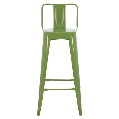 BAR STOOL MELITA HM8643.13 METAL WITH BACKREST IN LIGHT OLIVE GREEN 43Χ43Χ100Hcm.