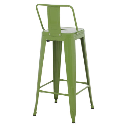 BAR STOOL MELITA HM8643.13 METAL WITH BACKREST IN LIGHT OLIVE GREEN 43Χ43Χ100Hcm.
