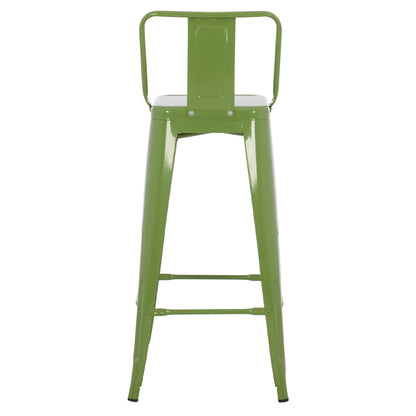 BAR STOOL MELITA HM8643.13 METAL WITH BACKREST IN LIGHT OLIVE GREEN 43Χ43Χ100Hcm.