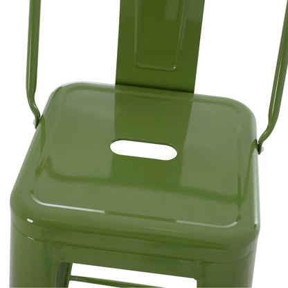 BAR STOOL MELITA HM8643.13 METAL WITH BACKREST IN LIGHT OLIVE GREEN 43Χ43Χ100Hcm.