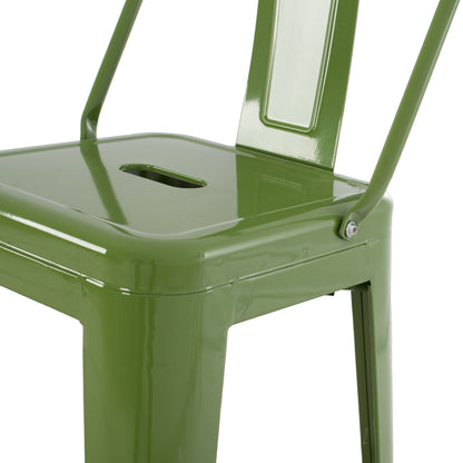 BAR STOOL MELITA HM8643.13 METAL WITH BACKREST IN LIGHT OLIVE GREEN 43Χ43Χ100Hcm.