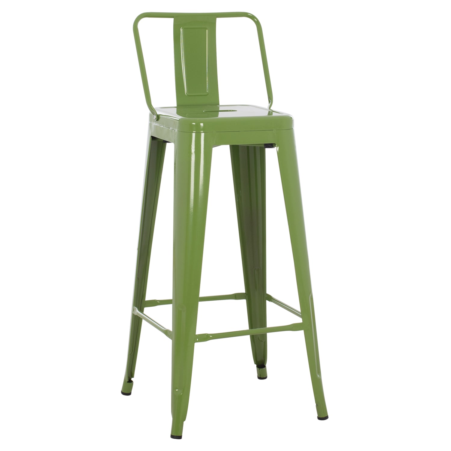 BAR STOOL MELITA HM8643.13 METAL WITH BACKREST IN LIGHT OLIVE GREEN 43Χ43Χ100Hcm.