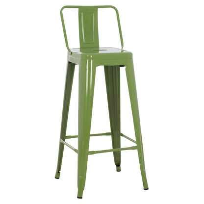 BAR STOOL MELITA HM8643.13 METAL WITH BACKREST IN LIGHT OLIVE GREEN 43Χ43Χ100Hcm.