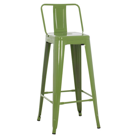 BAR STOOL MELITA HM8643.13 METAL WITH BACKREST IN LIGHT OLIVE GREEN 43Χ43Χ100Hcm.