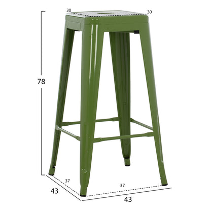 ΣΚΑΜΠΟ BAR ΜΕΤΑΛΛΙΚΟ MELITA ΣΕ LIGHT OLIVE GREEN HM8642.13 43x43x78 εκ.