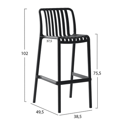 BAR STOOL POLYPROPYLENE CONVEE HM6098.02 BLACK 38,5x49,5x102Hcm.