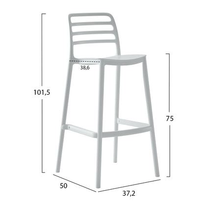 BAR STOOL POLYPROPYLENE SNOD HM6099.01 WHITE 37,2x50x101,5Hcm.
