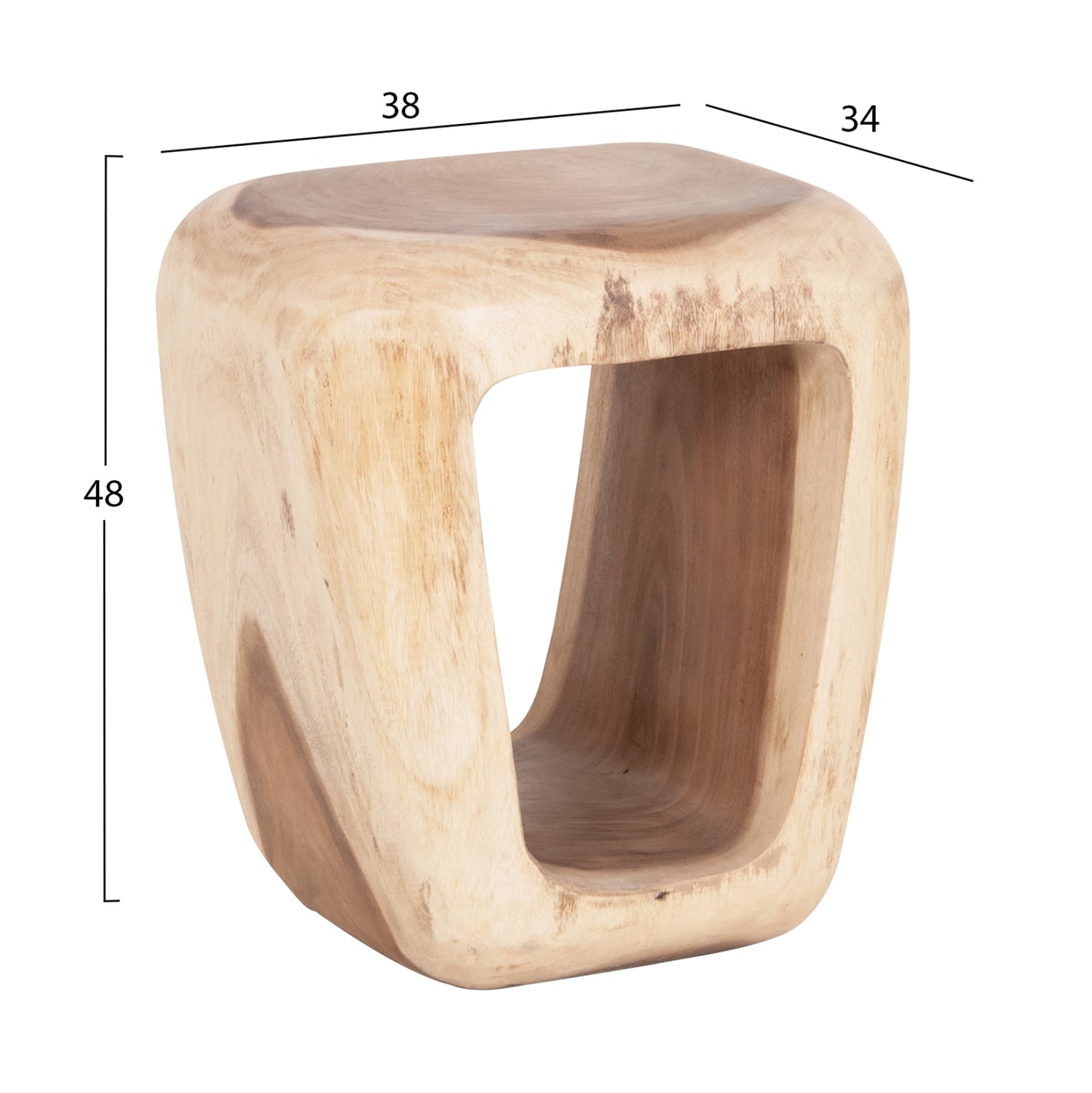 STOOL DENS HM18451 SUAR WOOD IN NATURAL 38x34x48Hcm.