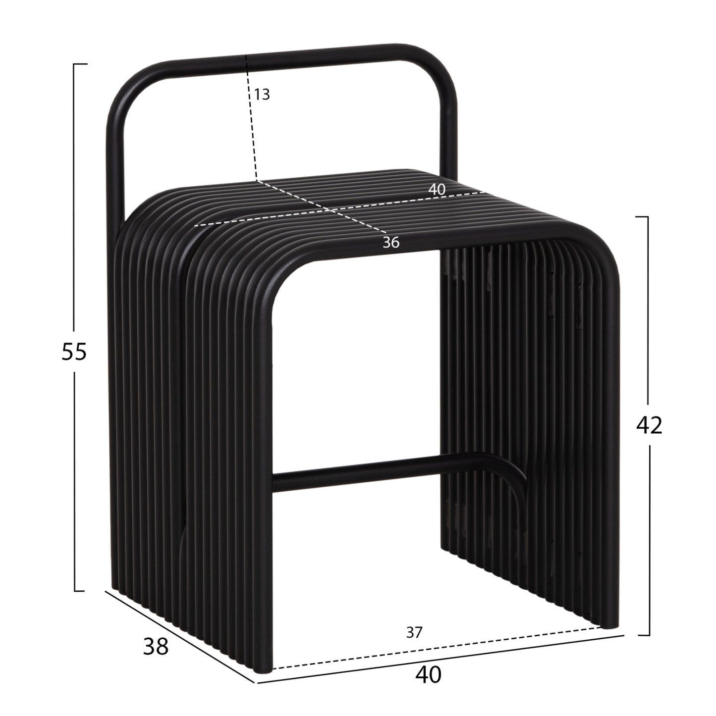 STOOL SERIES INTREPID HM6326.01 ALUMINUM IN BLACK 40x38x55Hcm.
