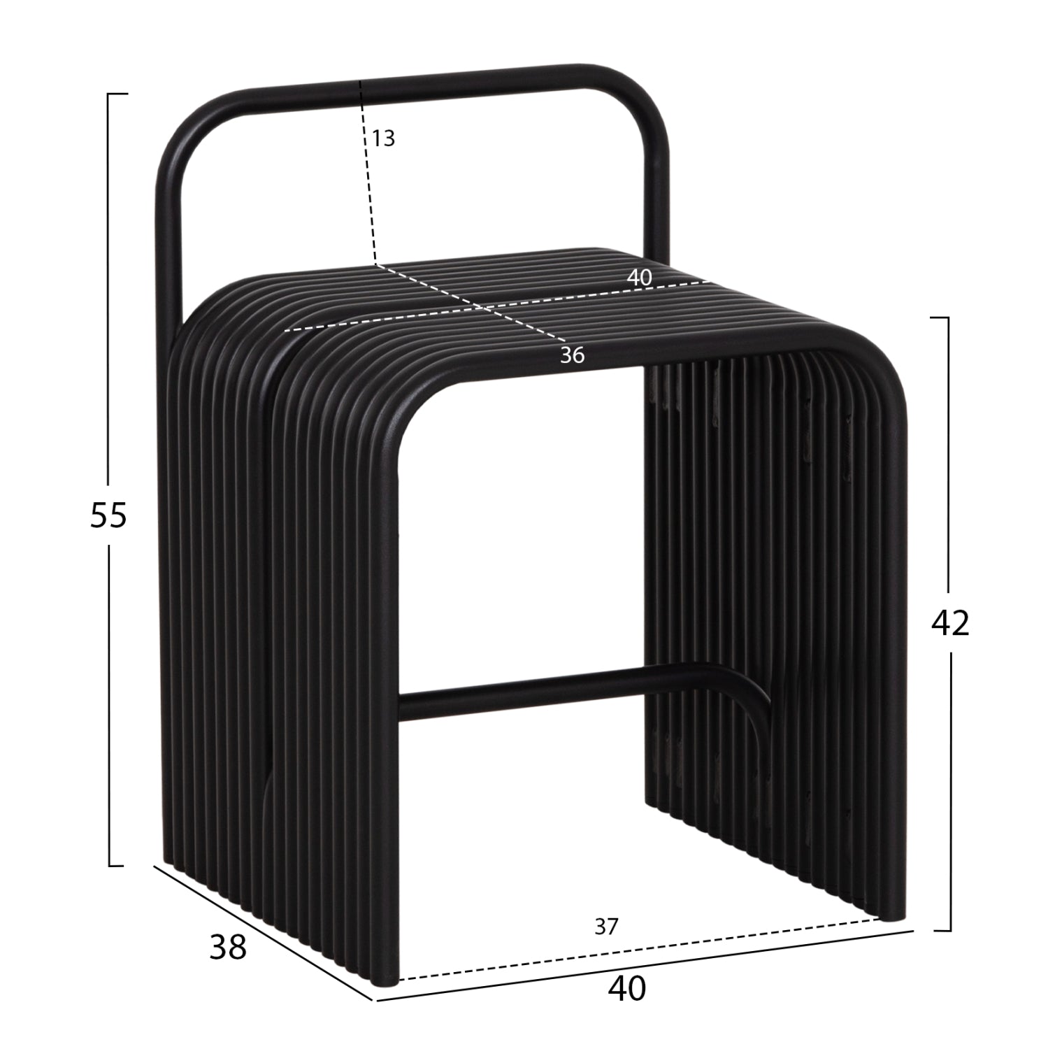 STOOL SERIES INTREPID HM6326.01 ALUMINUM IN BLACK 40x38x55Hcm.